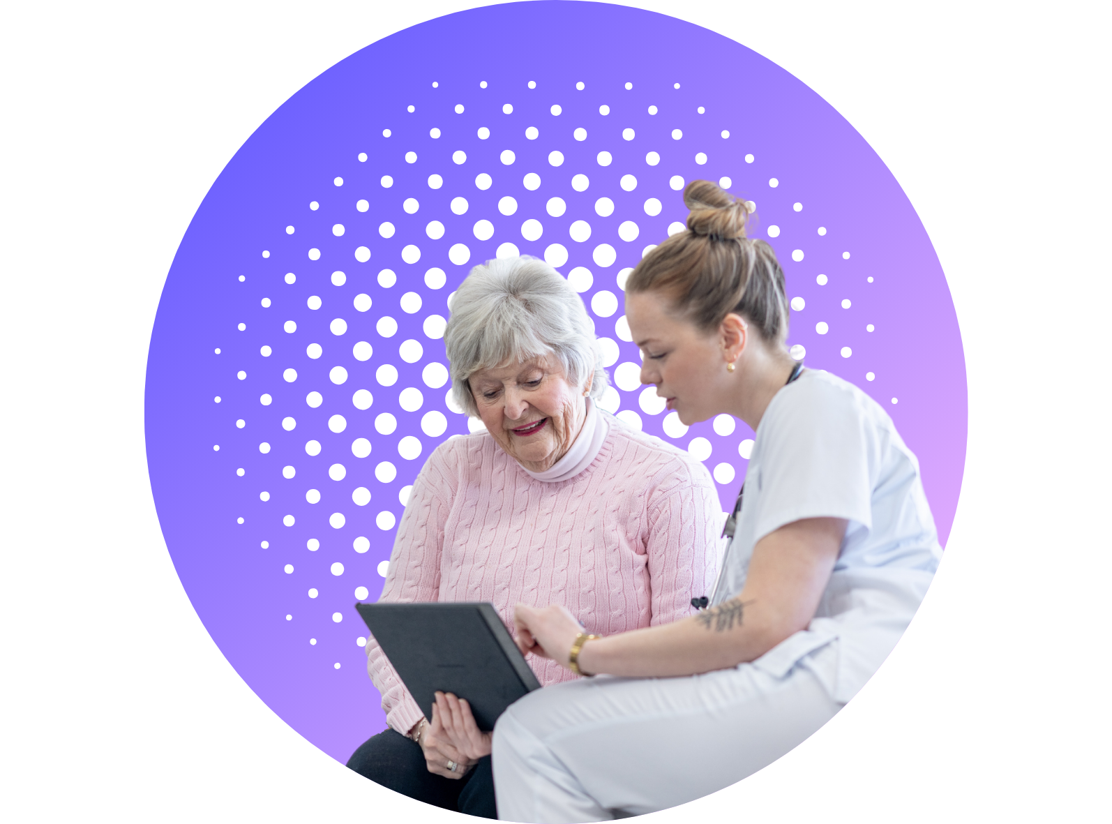 Care Worker with Patient and IPad image